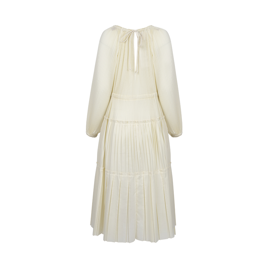 Pleated Midi Yelllow Dress | Back view of Pleated Midi Yelllow Dress PLAN C