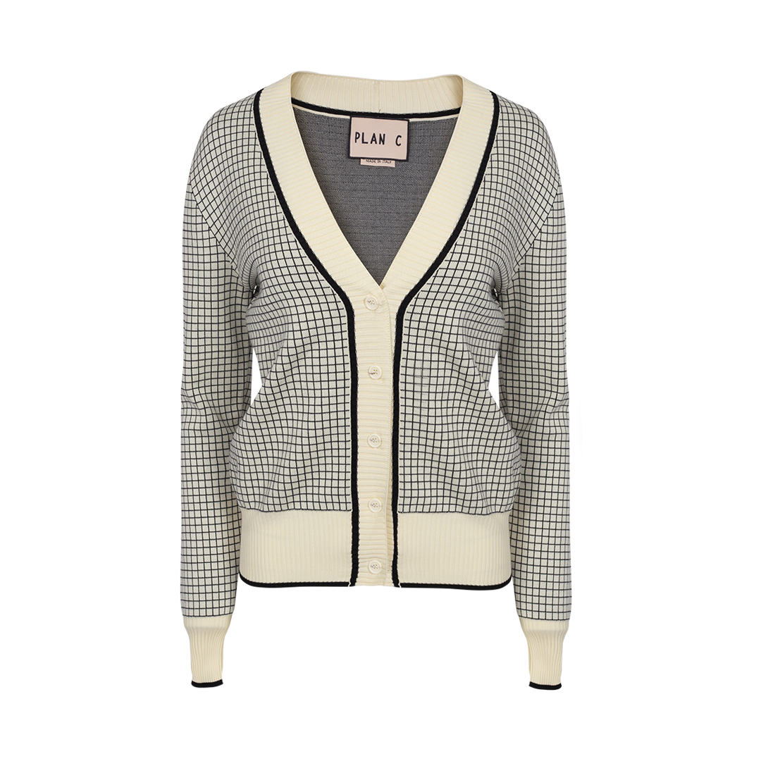 Check Pattern Cardigan | Front view of Check Pattern Cardigan PLAN C