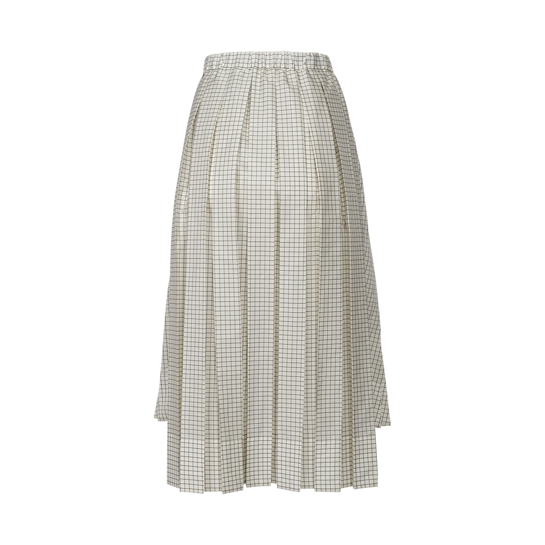 Grid-Print Pleated Midi Skirt | Back view of Grid-Print Pleated Midi Skirt PLAN C