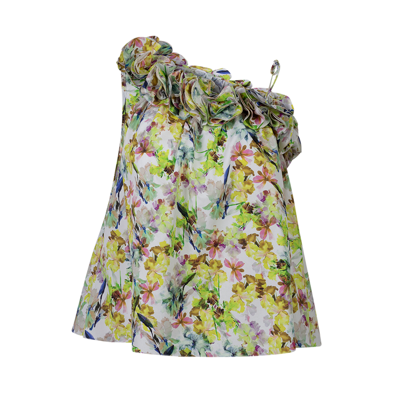 Bonnie Floral One-Shoulder Top | Front view of Bonnie Floral One-Shoulder Top KIKA VARGAS