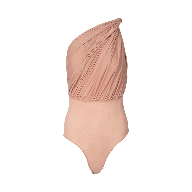 Lido Draped One-Shoulder Bodysuit | Front view of Lido Draped One-Shoulder Bodysuit RICK OWENS