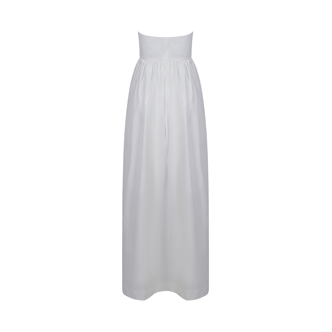 Sleeveless Ruffled White Gown | Back view of Sleeveless Ruffled White Gown DICE KAYEK