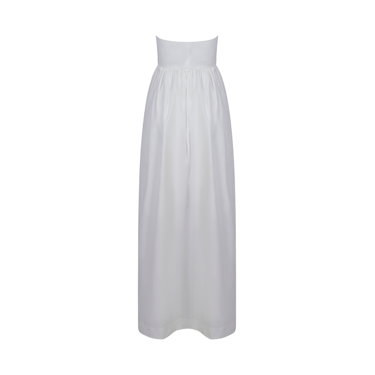 Sleeveless Ruffled White Gown | Back view of Sleeveless Ruffled White Gown DICE KAYEK