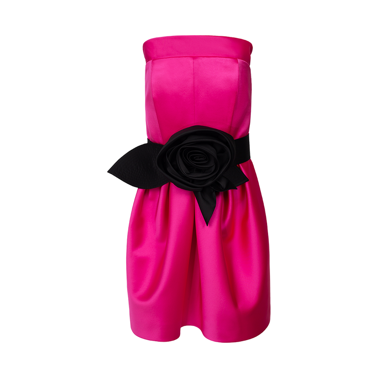 Strapless Flower-Belt Minidress | Front view of Strapless Flower-Belt Minidress DICE KAYEK