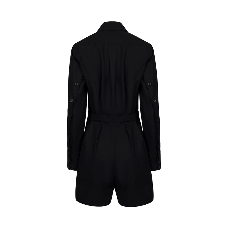 Long-Sleeved Black Romper | Back view of Long-Sleeved Black Romper DICE KAYEK