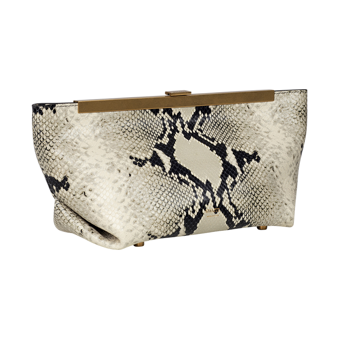 Aimee Python-Embossed Clutch Bag | Side view of Aimee Python-Embossed Clutch Bag KHAITE