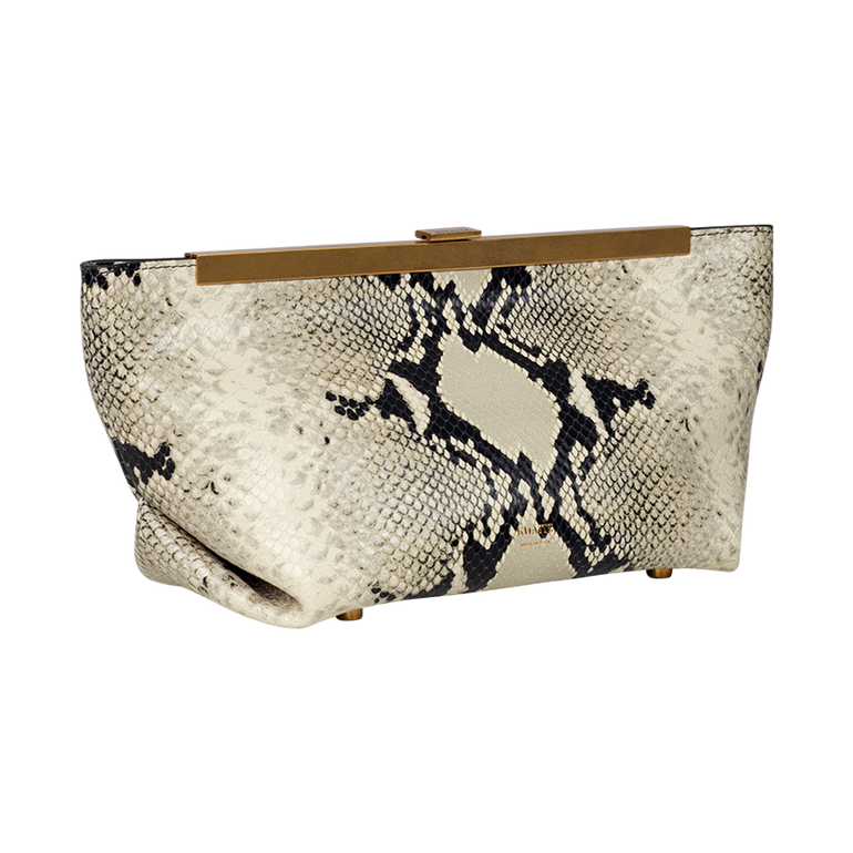 Aimee Python-Embossed Clutch Bag | Side view of Aimee Python-Embossed Clutch Bag KHAITE