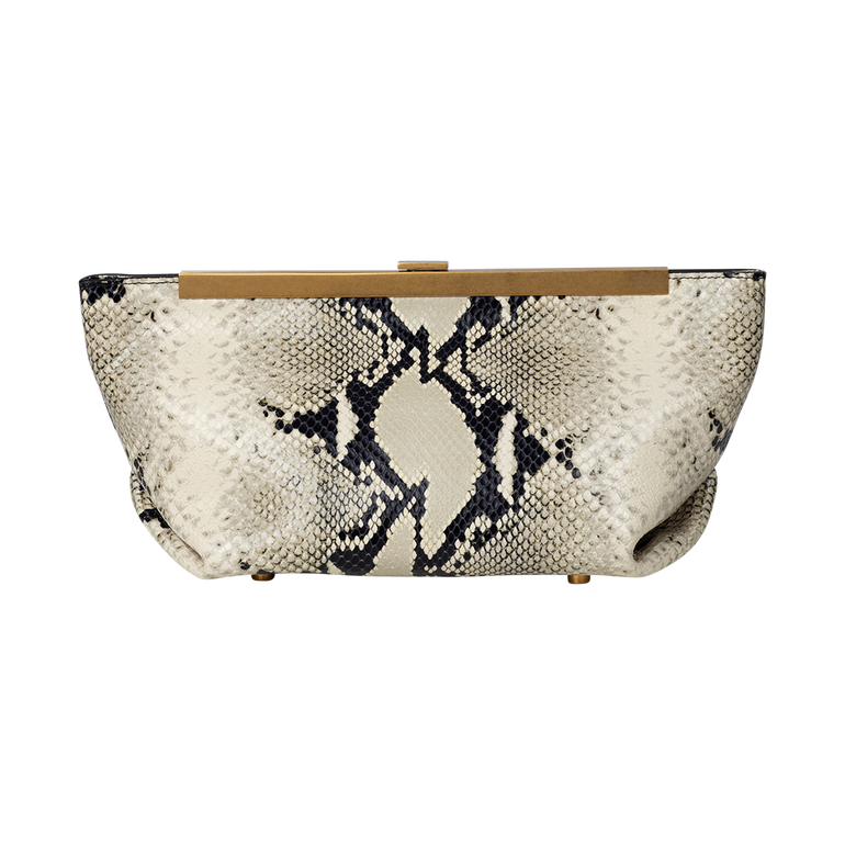 Aimee Python-Embossed Clutch Bag | Back view of Aimee Python-Embossed Clutch Bag KHAITE