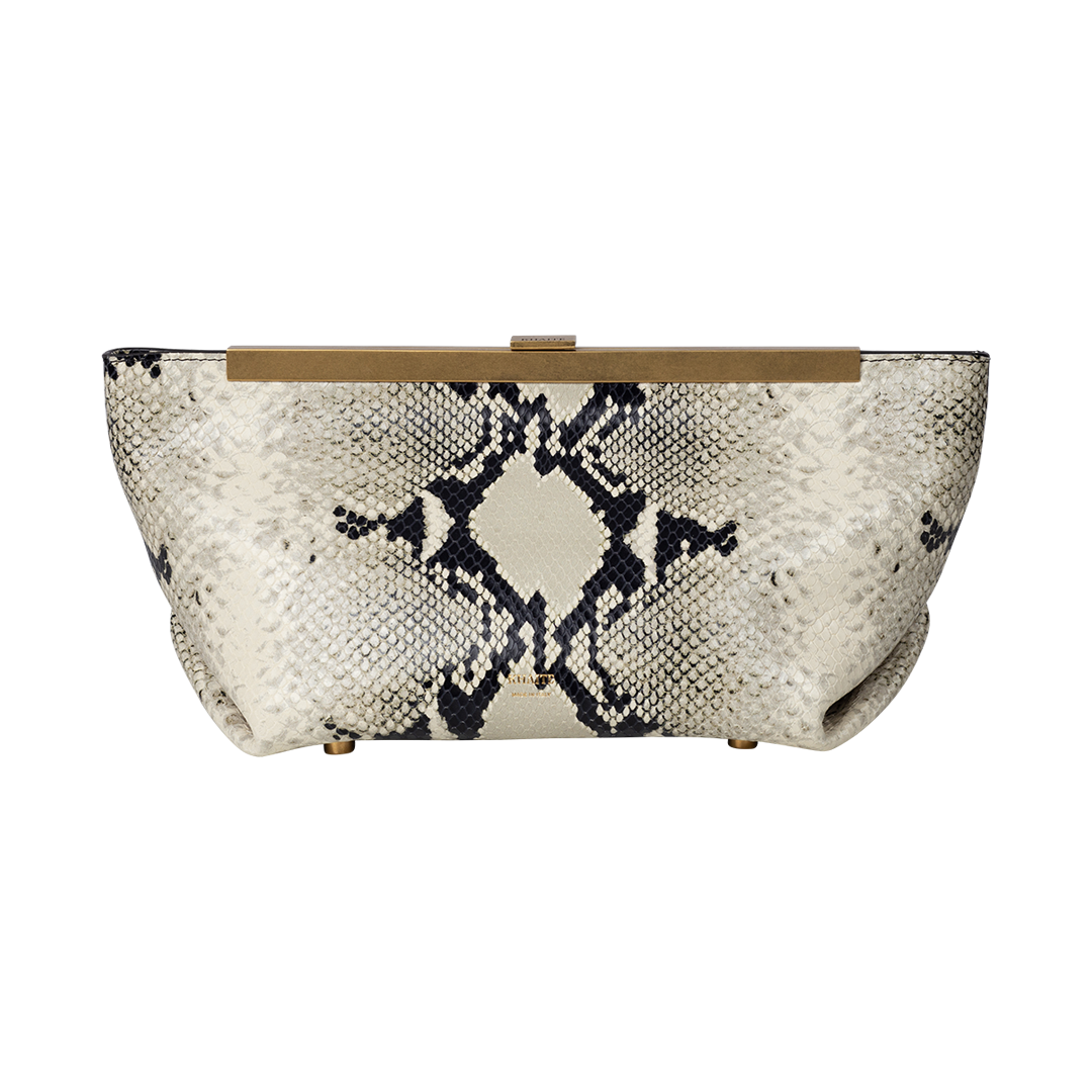 Aimee Python-Embossed Clutch Bag | Front view of Aimee Python-Embossed Clutch Bag KHAITE