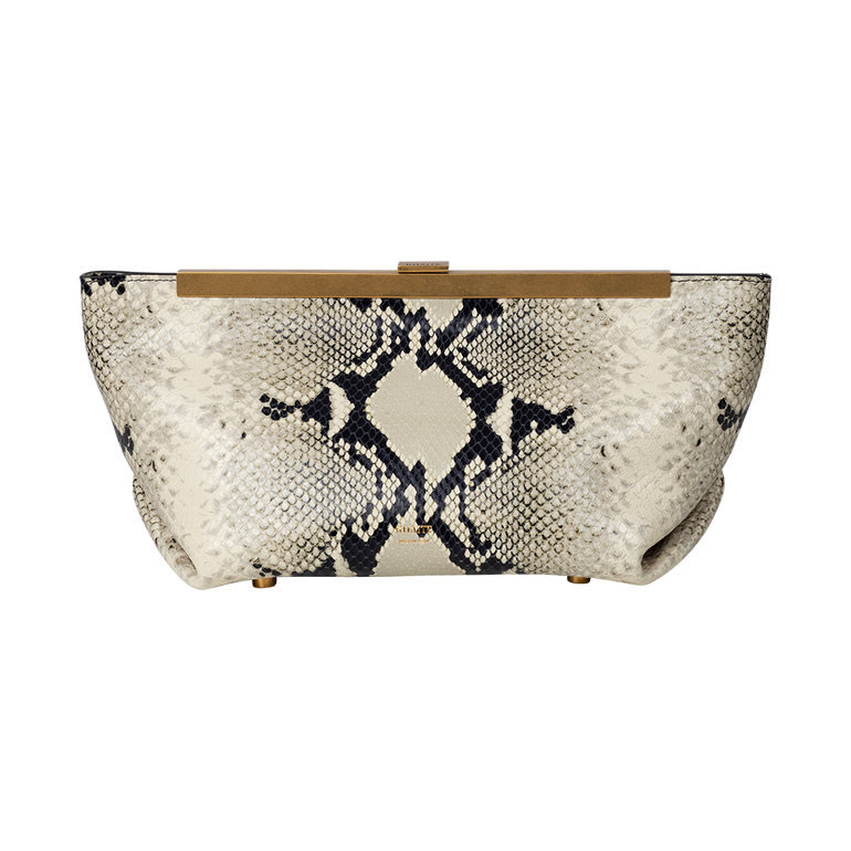 Aimee Python-Embossed Clutch Bag | Front view of Aimee Python-Embossed Clutch Bag KHAITE