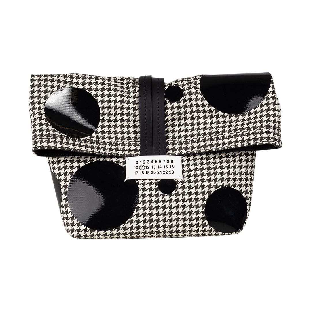 Houndstooth Circle Patent Clutch Bag | Front view of Houndstooth Circle Patent Clutch Bag MAISON MARGIELA