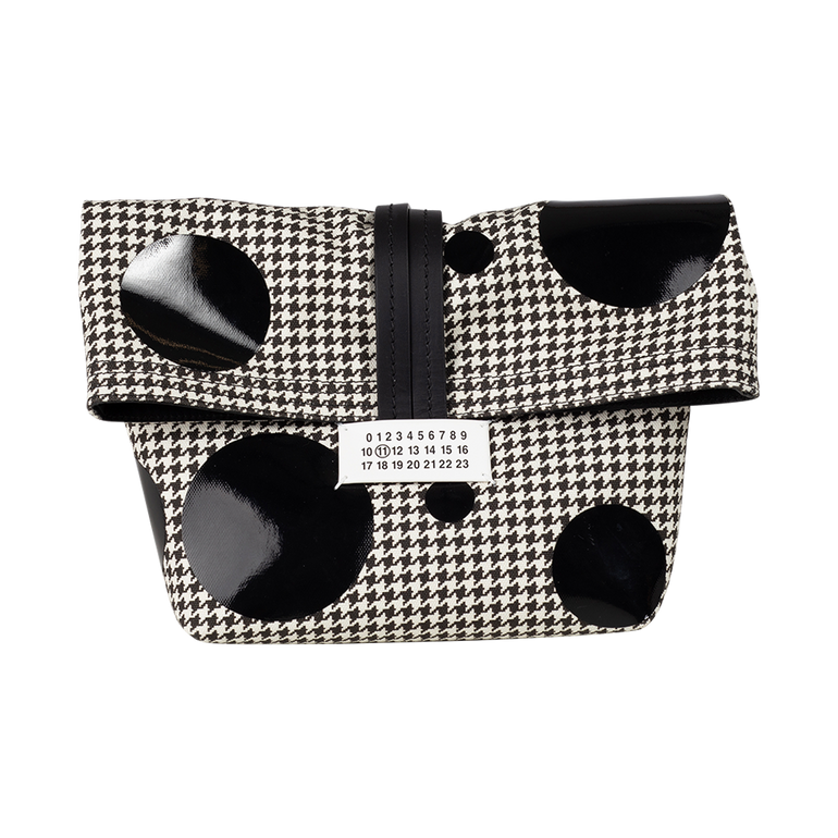 Houndstooth Circle Patent Clutch Bag | Front view of Houndstooth Circle Patent Clutch Bag MAISON MARGIELA