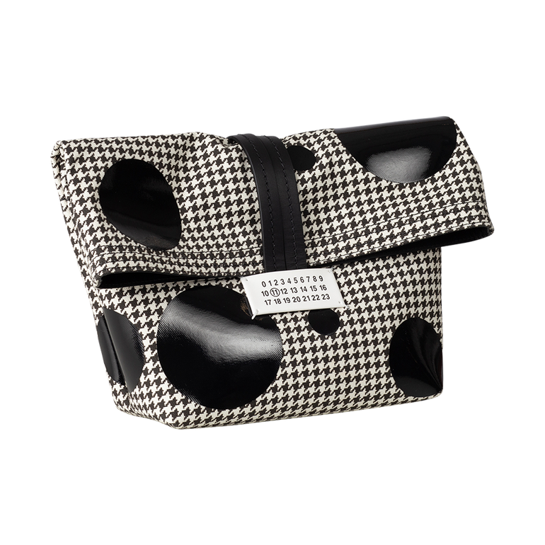 Houndstooth Circle Patent Clutch Bag | Side view of Houndstooth Circle Patent Clutch Bag MAISON MARGIELA