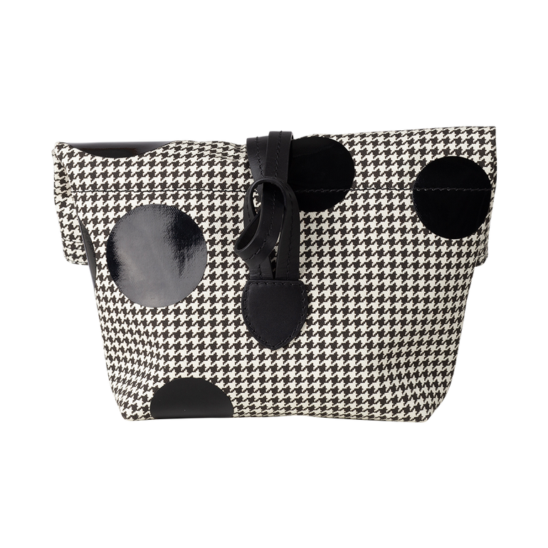 Houndstooth Circle Patent Clutch Bag | Back view of Houndstooth Circle Patent Clutch Bag MAISON MARGIELA