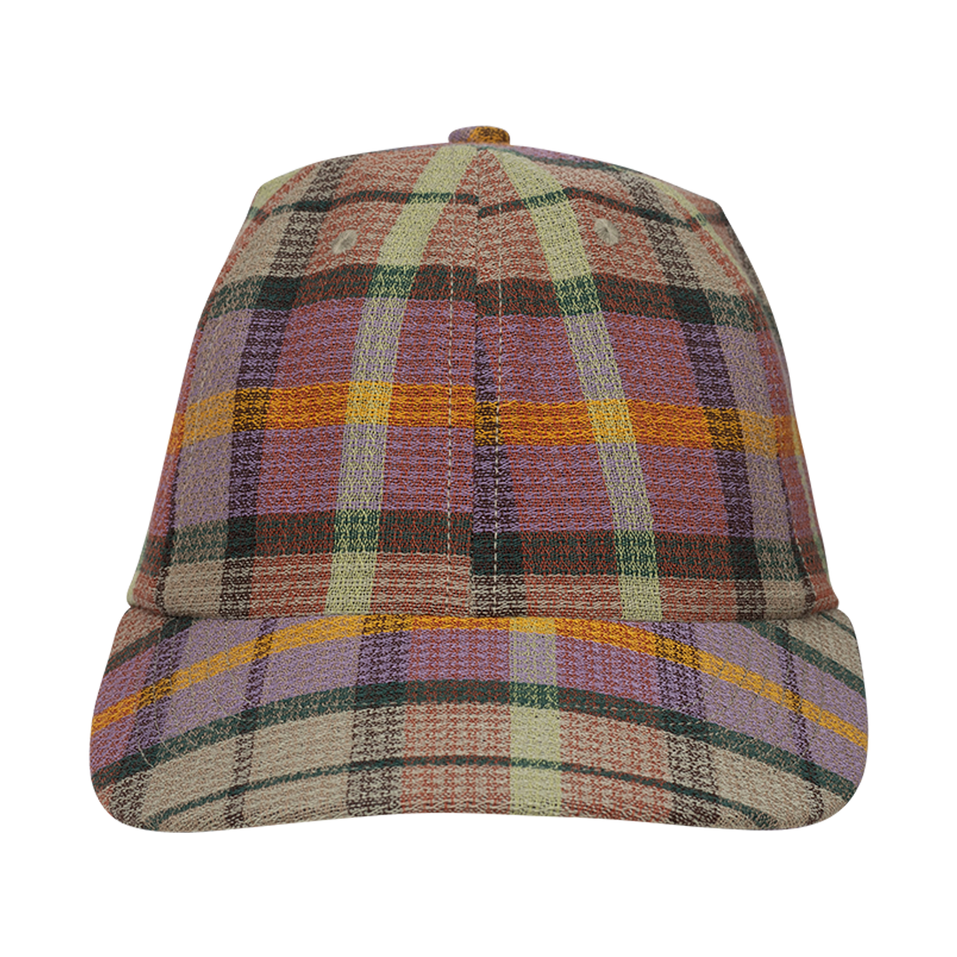 Burnout Plaid Cap | Front view of Burnout Plaid Cap THE ELEDER STATESMAN