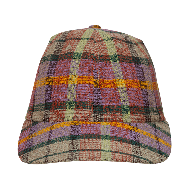 Burnout Plaid Cap | Front view of Burnout Plaid Cap THE ELEDER STATESMAN