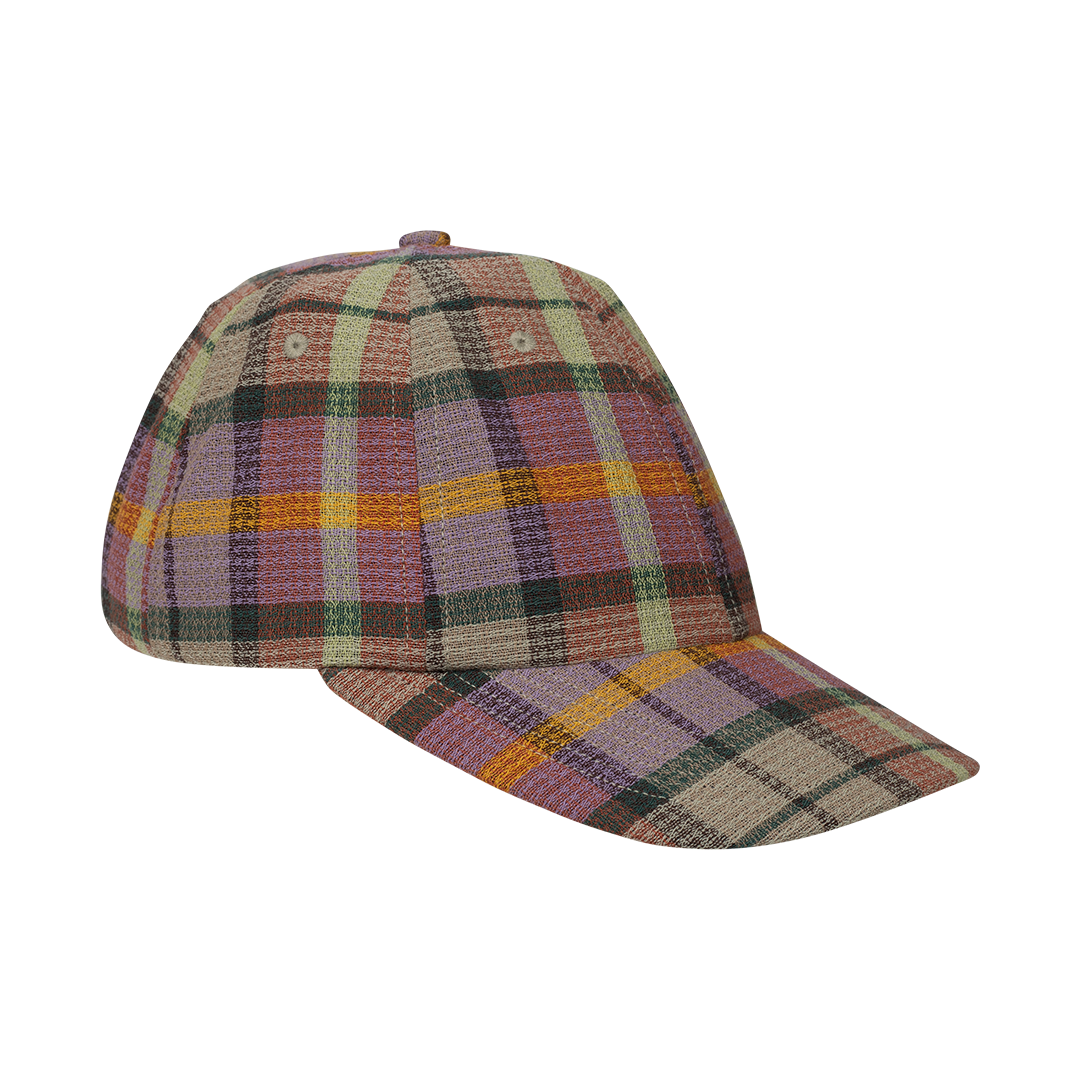 Burnout Plaid Cap | Side view of Burnout Plaid Cap THE ELDER STATESMAN