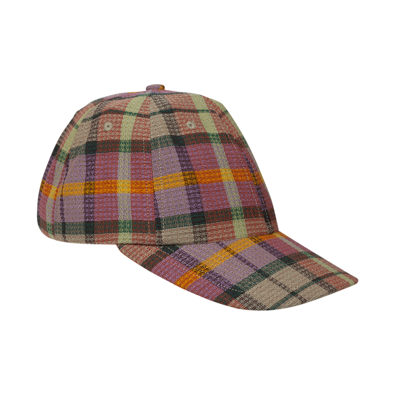 Burnout Plaid Cap | Side view of Burnout Plaid Cap THE ELDER STATESMAN