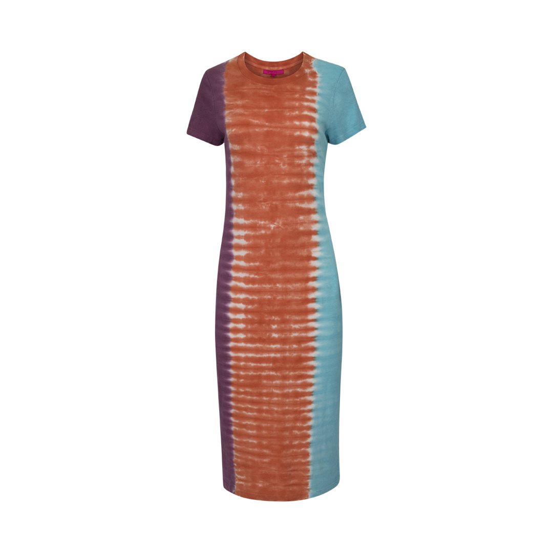 Tri-Dye Linen Midi Dress | Front view of Tri-Dye Linen Midi Dress THE ELDER STATESMAN