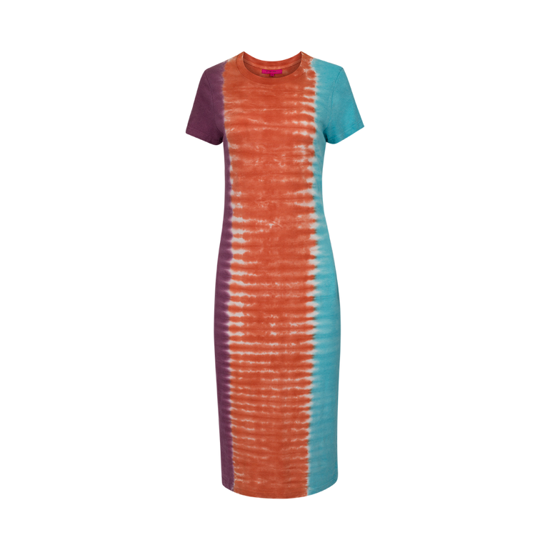 Tri-Dye Linen Midi Dress | Front view of Tri-Dye Linen Midi Dress THE ELDER STATESMAN
