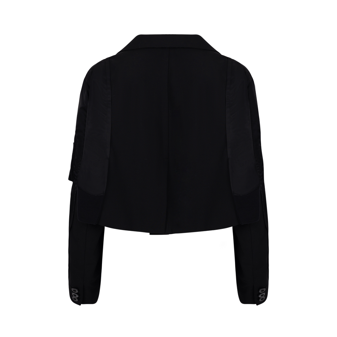 Cropped Paneled Suiting Jacket | Back view of Cropped Paneled Suiting Jacket SACAI