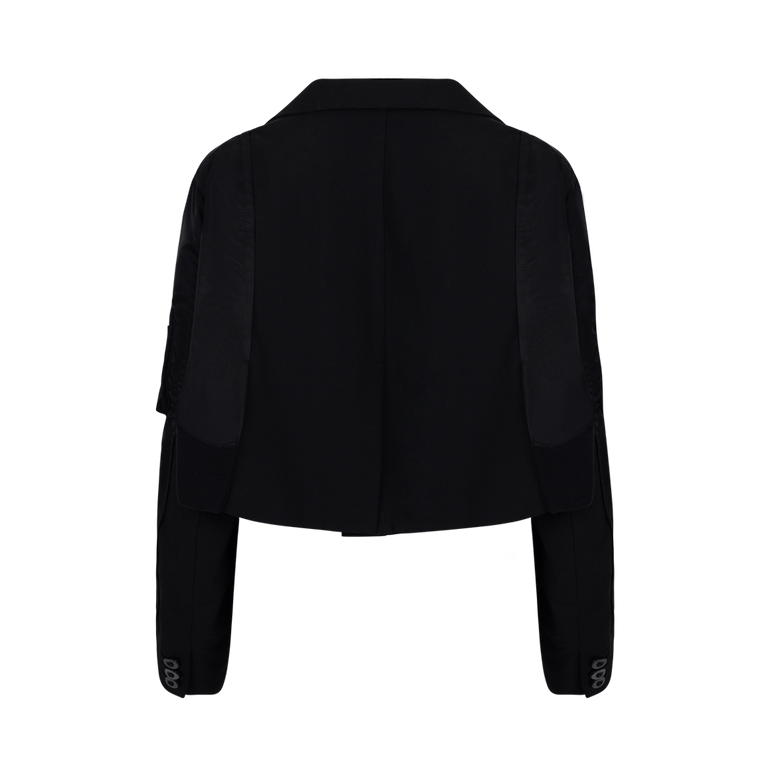 Cropped Paneled Suiting Jacket | Back view of Cropped Paneled Suiting Jacket SACAI