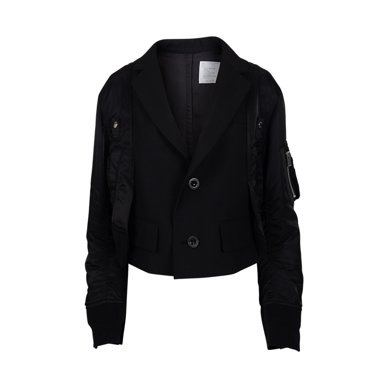 Cropped Paneled Suiting Jacket | Front view of Cropped Paneled Suiting Jacket SACAI