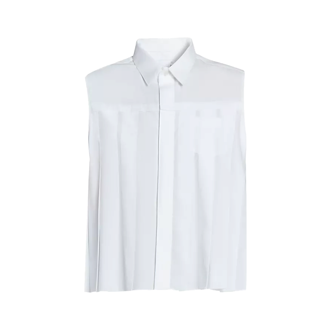 Pleated Sleeveless Shirt | Front view of Pleated Sleeveless Shirt SACAI