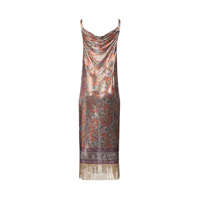 Fringed Metallic Maxi Dress | Back view of Fringed Metallic Maxi Dress RABANNE