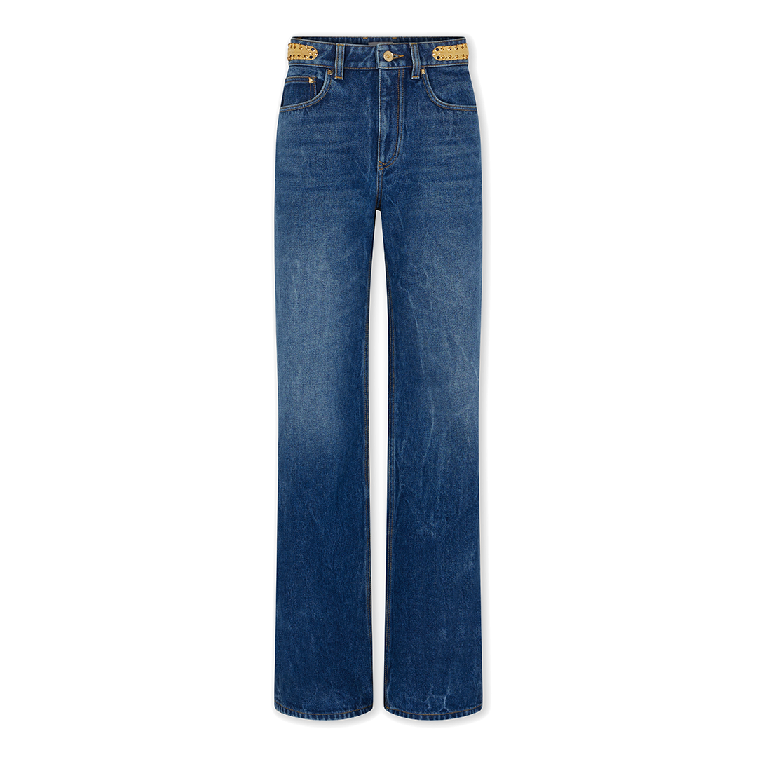 Baggy Dark Wash Jeans | Front view of Baggy Dark Wash Jeans RABANNE