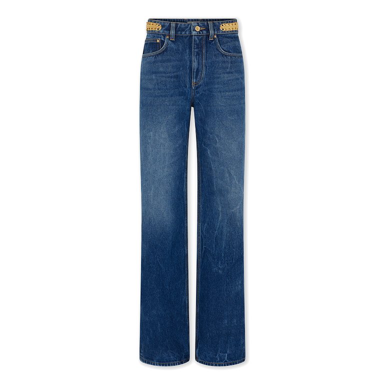 Baggy Dark Wash Jeans | Front view of Baggy Dark Wash Jeans RABANNE