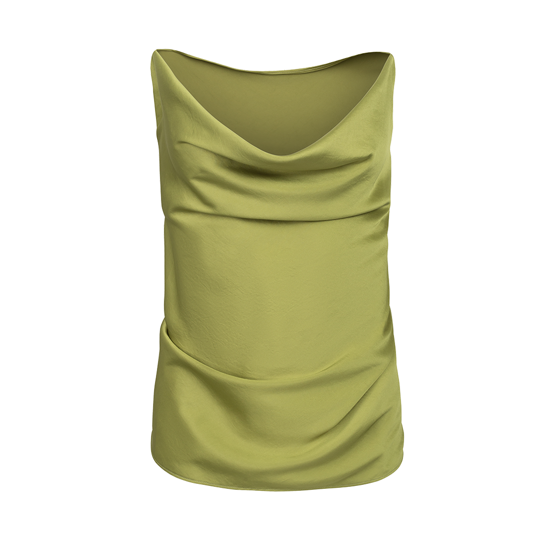 Evergreen Invisible Strap Slip Top | Front view of Evergreen Invisible Strap Slip Top in Green Y/PROJECT