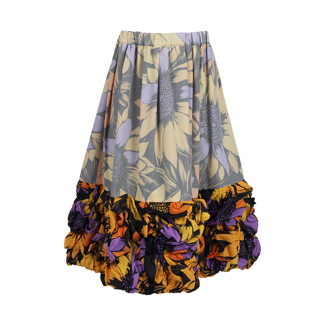 Floral Ruffle Midi Skirt | Front view of Floral Ruffle Midi Skirt COMME DES GARCONS
