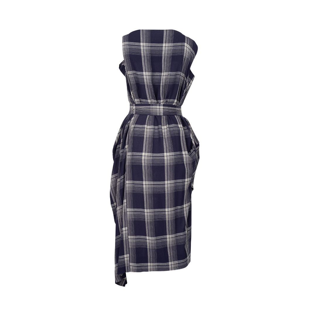 Plaid Draped Dress | Back view of Plaid Draped Dress VIVIENNE WESTWOOD