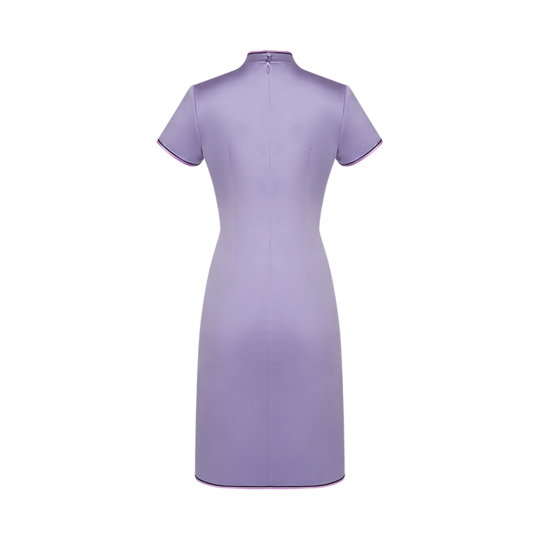 Manon Satin Dress in Purple | Back view of Manon Satin Dress in Purple HUISHAN ZHANG