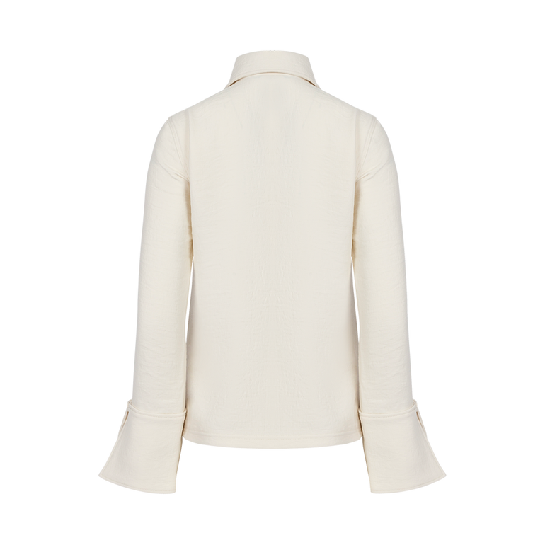 Wire Puller Henley Top | Back view of Wire Puller Henley Top in White JW ANDERSON