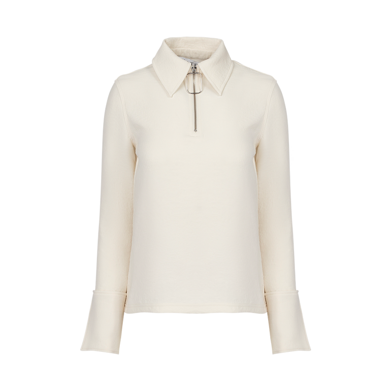 Wire Puller Henley Top | Front view of Wire Puller Henley Top in White JW ANDERSON