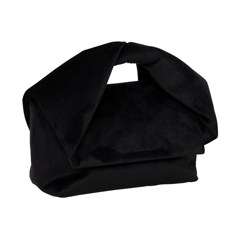 Velvet Midi Twister Bag in Black | Side view of Velvet Midi Twister Bag in Black JW ANDERSON