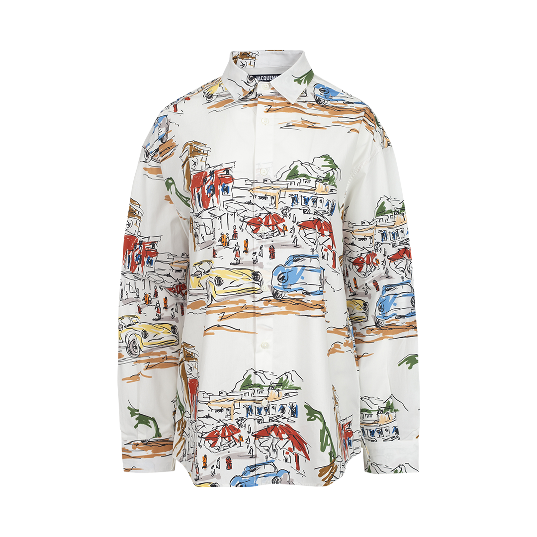 Simon Printed Button-Down Blouse | Front view of Simon Printed Button-Down Blouse JACQUEMUS