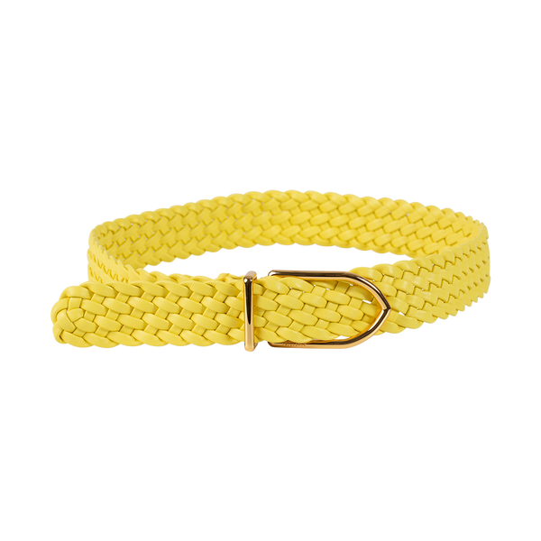 【送料&関税込】Golden  Houston Braided Buckle Belt Braided belt with rhinestones gold yellow women | Morgan
