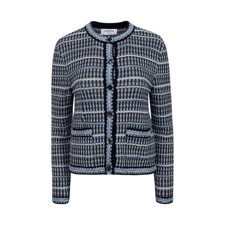 Crewneck Tweed Cardigan | Front view of Crewneck Tweed Cardigan THOM BROWNE