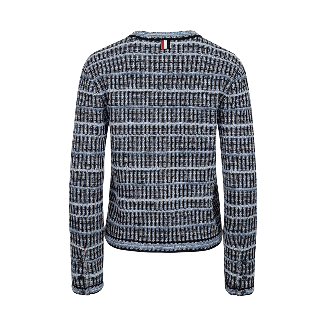 Crewneck Tweed Cardigan | Back view of Crewneck Tweed Cardigan THOM BROWNE