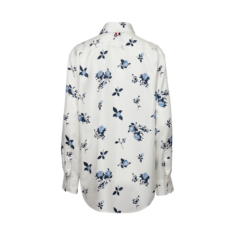 Easy-Fit Floral Silk Shirt | Back view of Easy-Fit Floral Silk Shirt THOM BROWNE