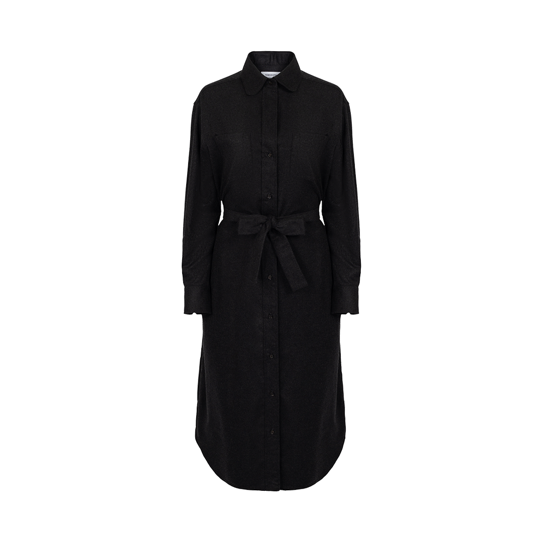 Belted Pleat Shirtdress | Front view of Belted Pleat Shirtdress THOM BROWNE