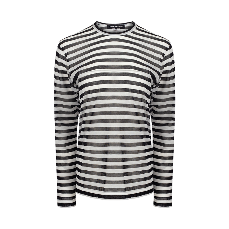 Striped Long-Sleeve Crew Neck T-Shirt | Front view of Striped Long-Sleeve Crew Neck T-Shirt JUNYA WANTANABE