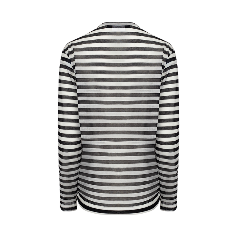 Striped Long-Sleeve Crew Neck T-Shirt | Back view of Striped Long-Sleeve Crew Neck T-Shirt JUNYA WANTANABE