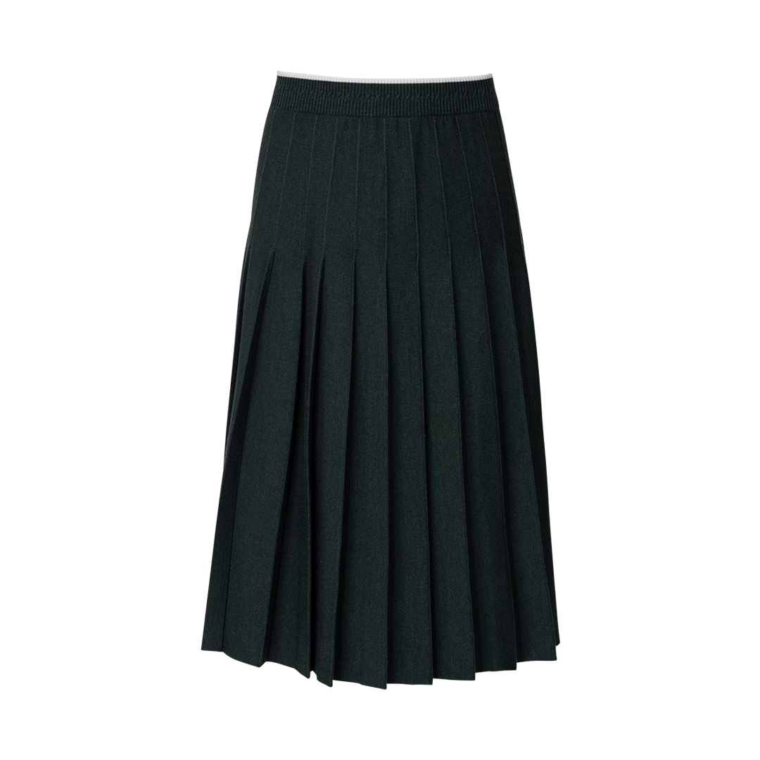 Pleated Midi Skirt with Tipping | Front view of Pleated Midi Skirt with Tipping THOM BROWNE