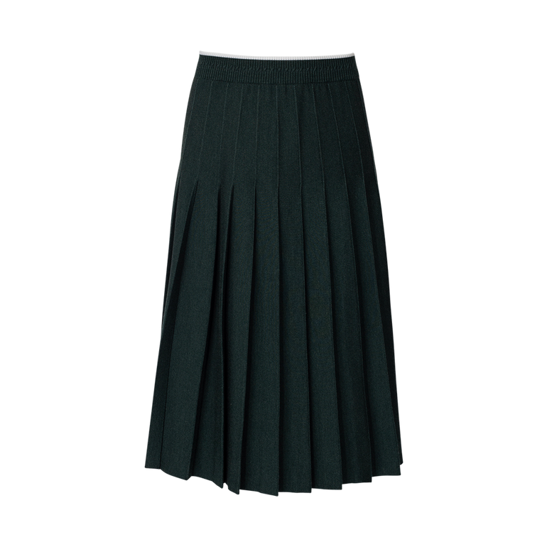 Pleated Midi Skirt with Tipping | Front view of Pleated Midi Skirt with Tipping THOM BROWNE