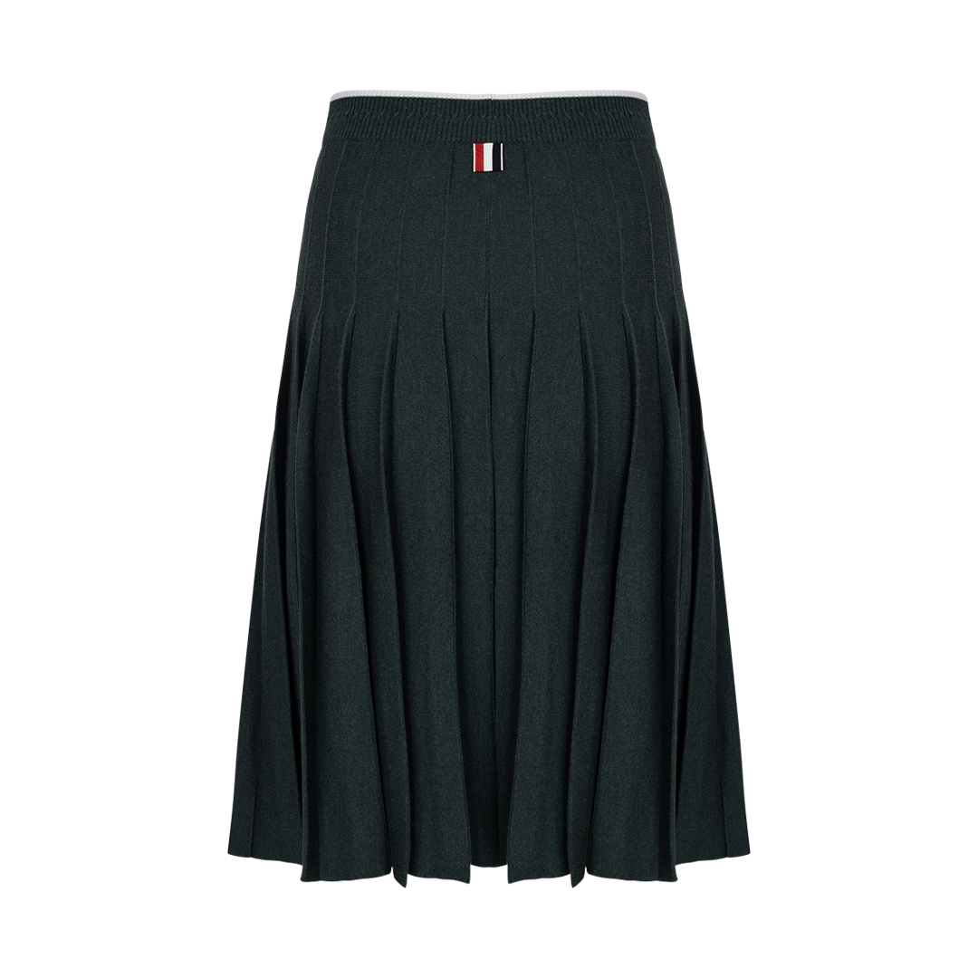 Pleated Midi Skirt with Tipping | Back view of Pleated Midi Skirt with Tipping THOM BROWNE