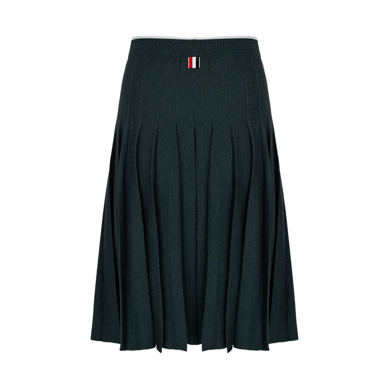 Pleated Midi Skirt with Tipping | Back view of Pleated Midi Skirt with Tipping THOM BROWNE